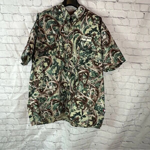 hidden antler mens short sleeve camo camp shirt sz 3XL NWT hunting deer elk